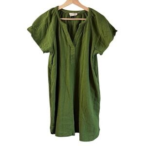 Universal Thread Cotton Dress Olive Green Textured Size M
